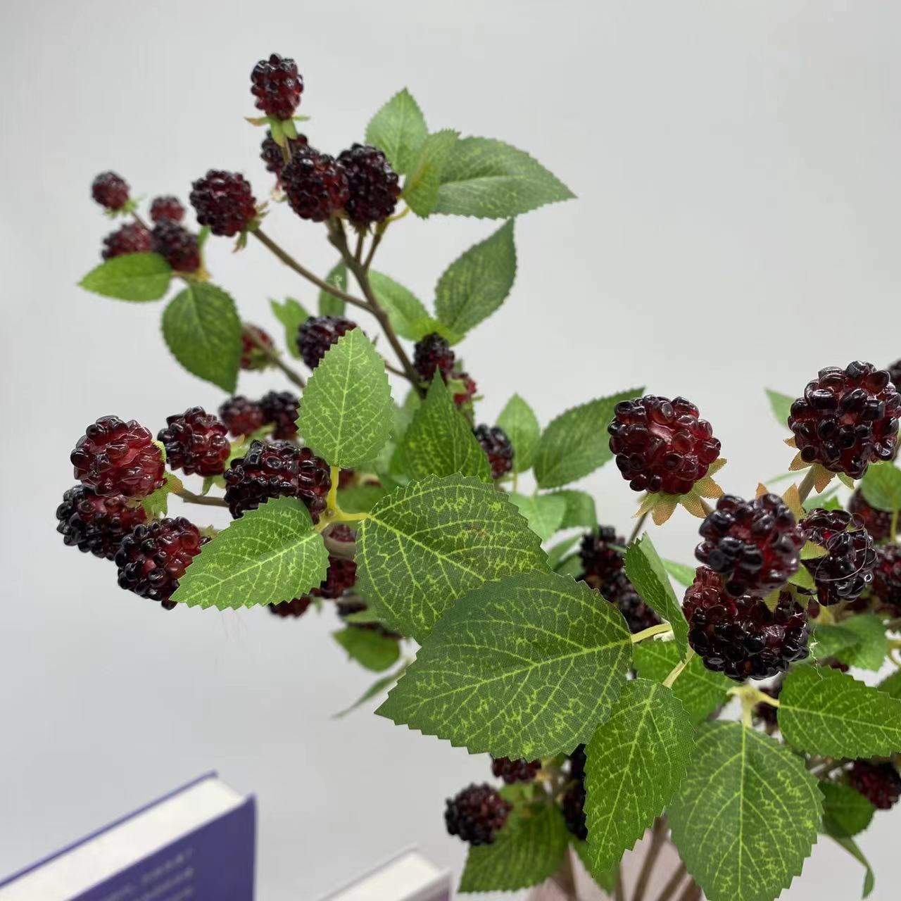 Premium 6pcs Blackberry Stems 28.7-Inch Lifelike Artificial Plants UV Resistant Mulberry Décor for Wedding Home & Office Centerpiece
