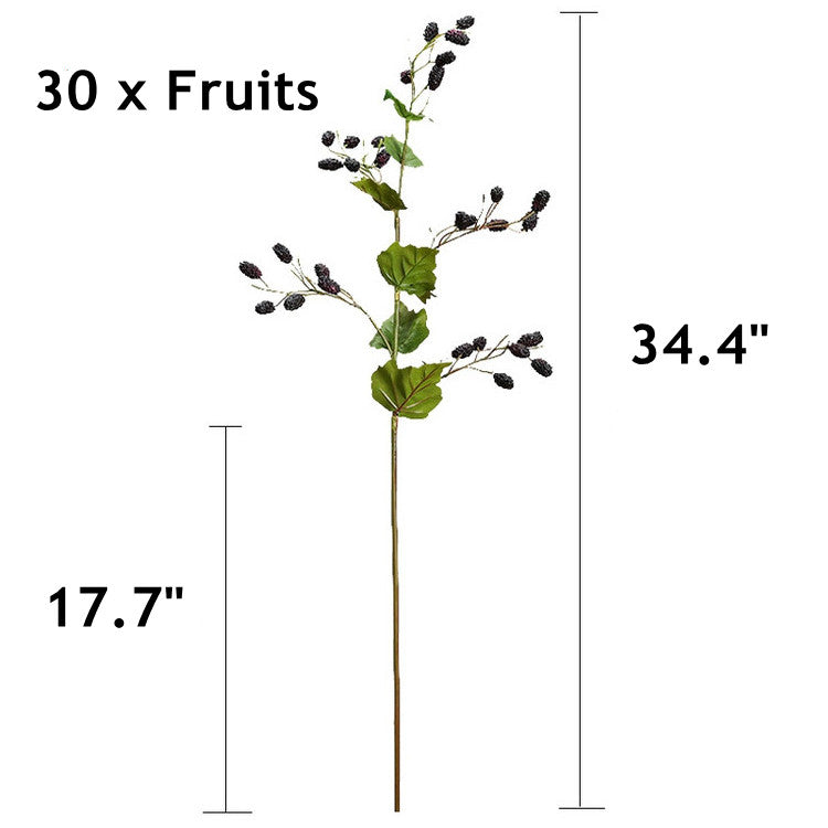 3 Pcs Artificial Mulberry Blackberry Fruit Stems Bouquet Spray Bulk
