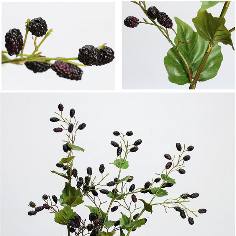3 Pcs Artificial Mulberry Blackberry Fruit Stems Bouquet Spray Bulk