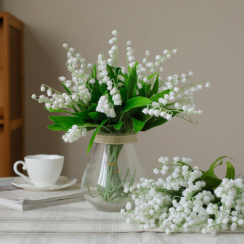 13.8 Inch White Lily of the Valley Artificial Flowers 10 Stems Faux Silk Wedding Centerpiece