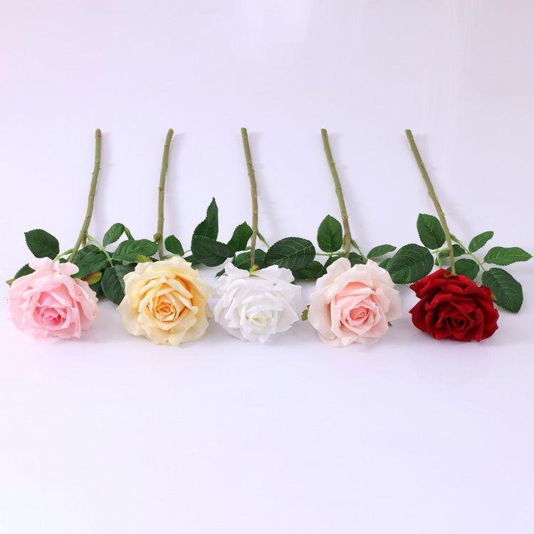 17 Inch Real Touch Artificial Blooming Rose Stems Bulk Wholesale Arrangement