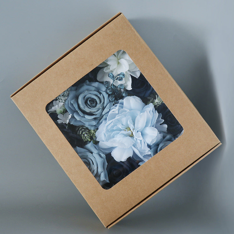 Dusty Blue Navy Artificial Flower Heads Combo Box Set, Bulk Quantity for DIY Wedding Bridal Bouquets and Centerpieces
