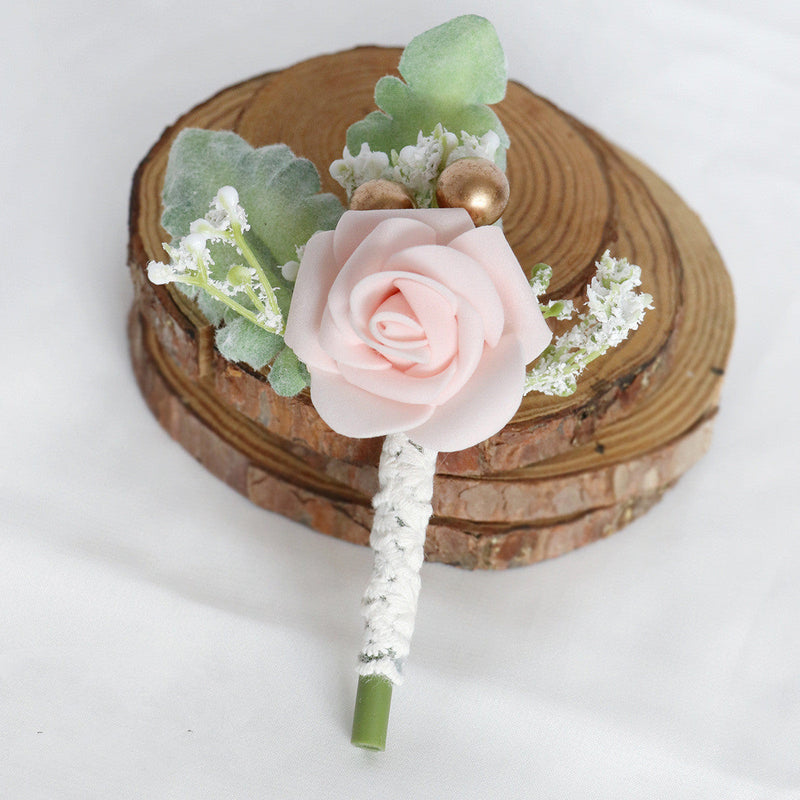 5 Inch Artificial Rose Boutonniere for Men Wedding, Bulk with Pins