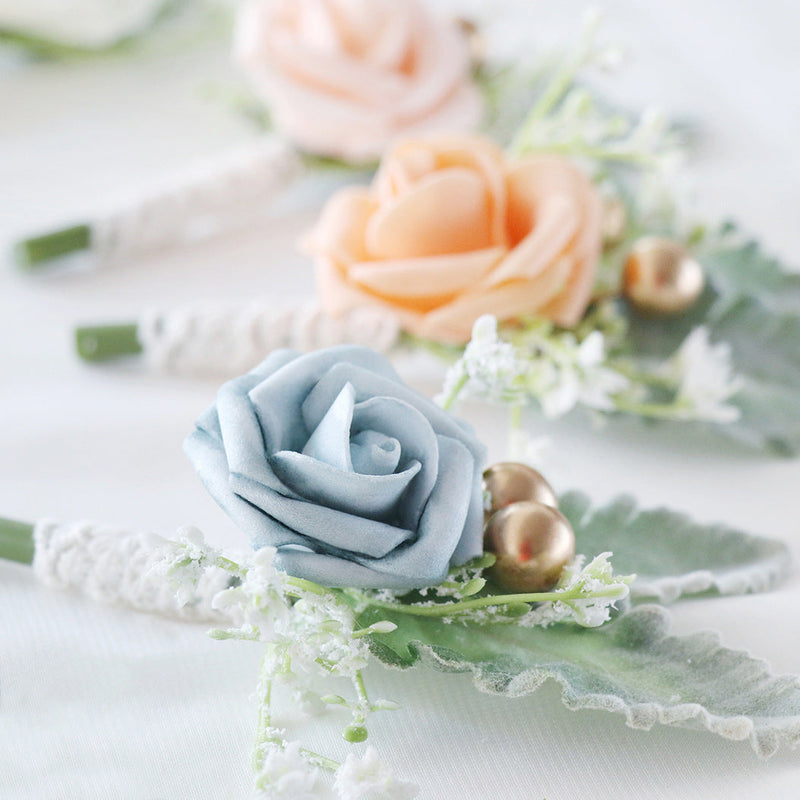 5 Inch Artificial Rose Boutonniere for Men Wedding, Bulk with Pins