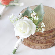 5 Inch Artificial Rose Boutonniere for Men Wedding, Bulk with Pins