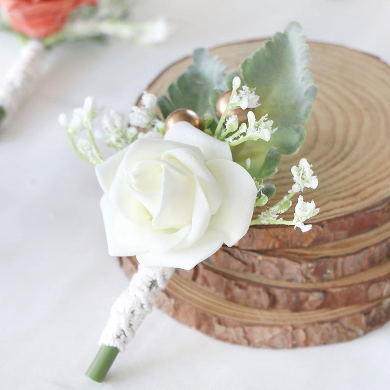5 Inch Artificial Rose Boutonniere for Men Wedding, Bulk with Pins