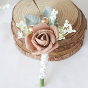 5 Inch Artificial Rose Boutonniere for Men Wedding, Bulk with Pins