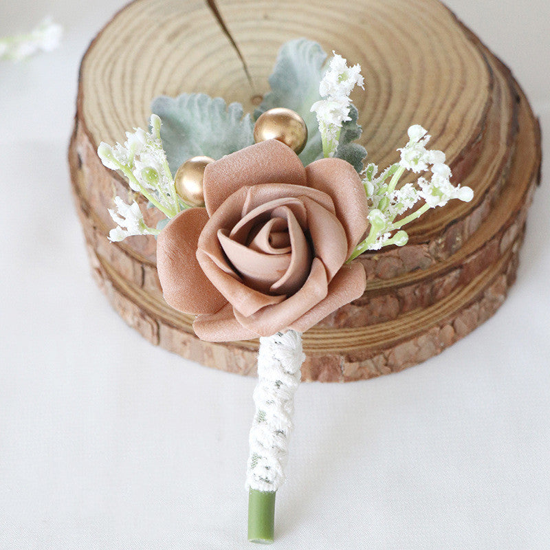 5 Inch Artificial Rose Boutonniere for Men Wedding, Bulk with Pins