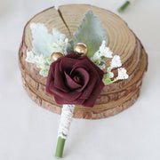 5 Inch Artificial Rose Boutonniere for Men Wedding, Bulk with Pins