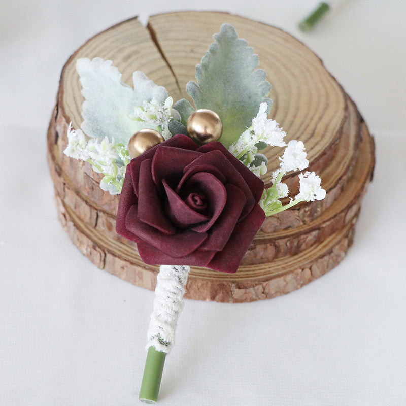 5 Inch Artificial Rose Boutonniere for Men Wedding, Bulk with Pins