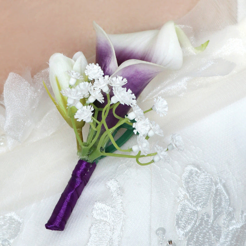 Purple Calla Lily Artificial Flowers 12 Inch 10 Pcs Bulk Wedding Prom Party Corsage