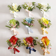 Handmade Calla Lily Boutonnieres with Greenery Bulk Wedding Floral Accessories