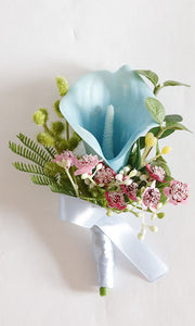 Handmade Calla Lily Boutonnieres with Greenery Bulk Wedding Floral Accessories