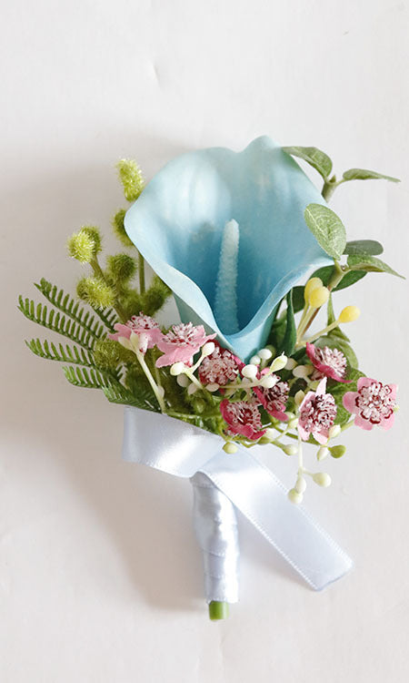 Handmade Calla Lily Boutonnieres with Greenery Bulk Wedding Floral Accessories