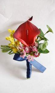Handmade Calla Lily Boutonnieres with Greenery Bulk Wedding Floral Accessories