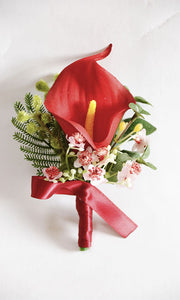 Handmade Calla Lily Boutonnieres with Greenery Bulk Wedding Floral Accessories