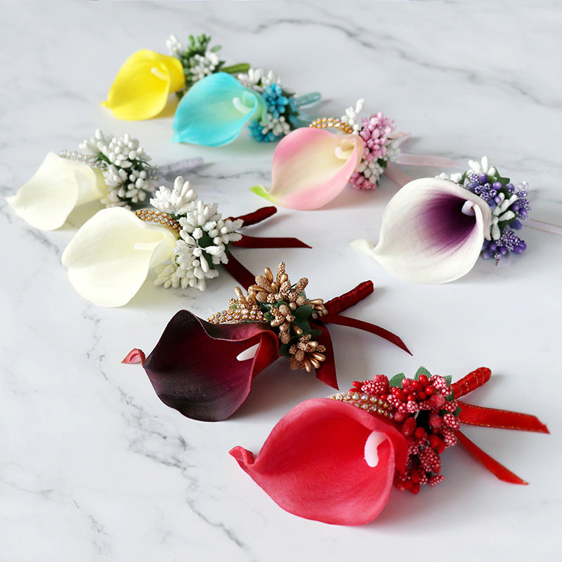 9 Colors Bulk Calla Lily Boutonniere Flowers Artificial Silk 50 Pcs