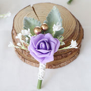 5 Inch Artificial Rose Boutonniere for Men Wedding, Bulk with Pins