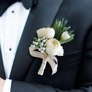 4 Inch Silk Peony Boutonnieres in Champagne Color, Bulk Quantity