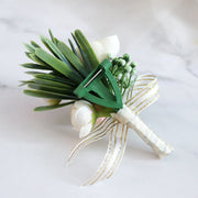4 Inch Silk Peony Boutonnieres in Champagne Color, Bulk Quantity
