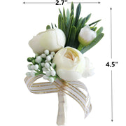 4 Inch Silk Peony Boutonnieres in Champagne Color, Bulk Quantity