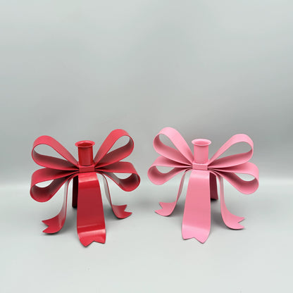Bow-Shaped Metal Candlestick Holders - Table Decor for Candlelight Dinners, Christmas & Valentine’s Day
