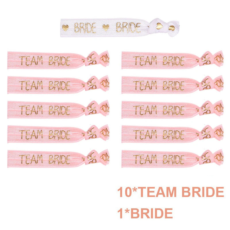 Bride Tribe Wristbands Set, 11PCS Team Bride & Bride Elastic Bracelets for Bachelorette & Wedding Parties