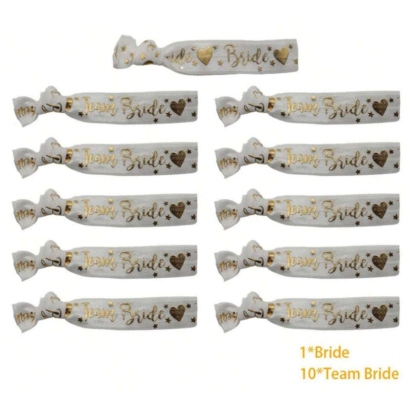 Bride Tribe Wristbands Set, 11PCS Team Bride & Bride Elastic Bracelets for Bachelorette & Wedding Parties