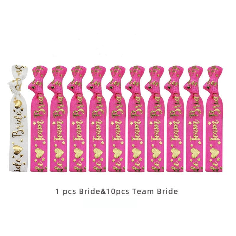 Bride Tribe Wristbands Set, 11PCS Team Bride & Bride Elastic Bracelets for Bachelorette & Wedding Parties