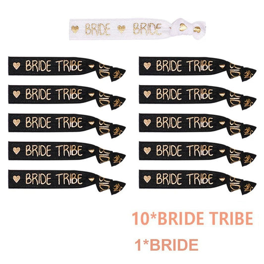 Bride Tribe Wristbands Set, 11PCS Team Bride & Bride Elastic Bracelets for Bachelorette & Wedding Parties