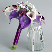 7 Inch Purple Artificial Calla Lily Bridesmaid Bouquet 10 Pcs Wedding Flowers Bulk