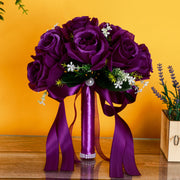 7 Inch Silk Rose Bridesmaid Bouquet 10 Pcs Artificial Wedding Flowers Bulk