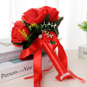 7 Inch Silk Rose Bridesmaid Bouquet 10 Pcs Artificial Wedding Flowers Bulk