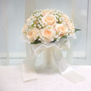 7.8 Inch Artificial Rose Toss Bouquet 10 Pcs Wedding Bridesmaid Flowers Bulk