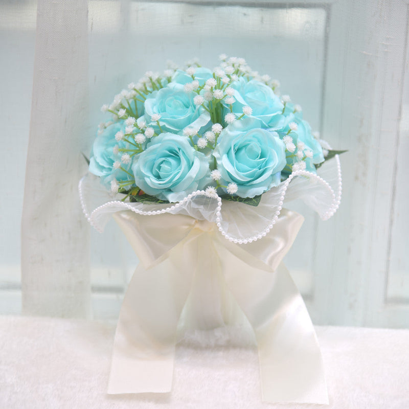 7.8 Inch Artificial Rose Toss Bouquet 10 Pcs Wedding Bridesmaid Flowers Bulk