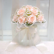 7.8 Inch Artificial Rose Toss Bouquet 10 Pcs Wedding Bridesmaid Flowers Bulk