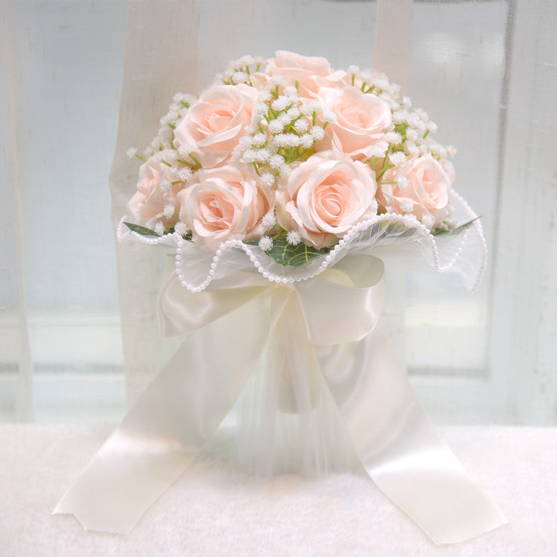 7.8 Inch Artificial Rose Toss Bouquet 10 Pcs Wedding Bridesmaid Flowers Bulk