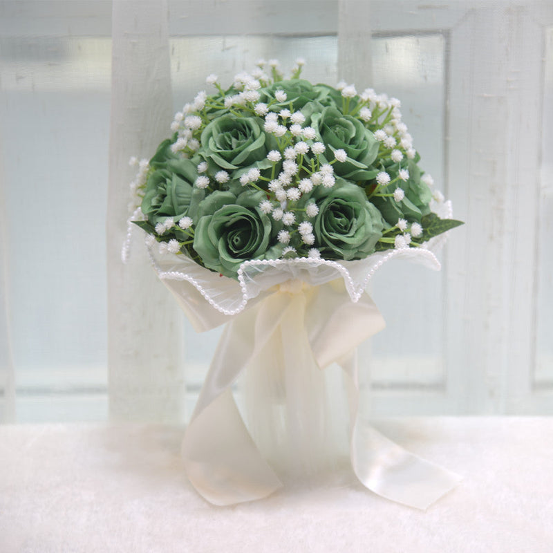 7.8 Inch Artificial Rose Toss Bouquet 10 Pcs Wedding Bridesmaid Flowers Bulk