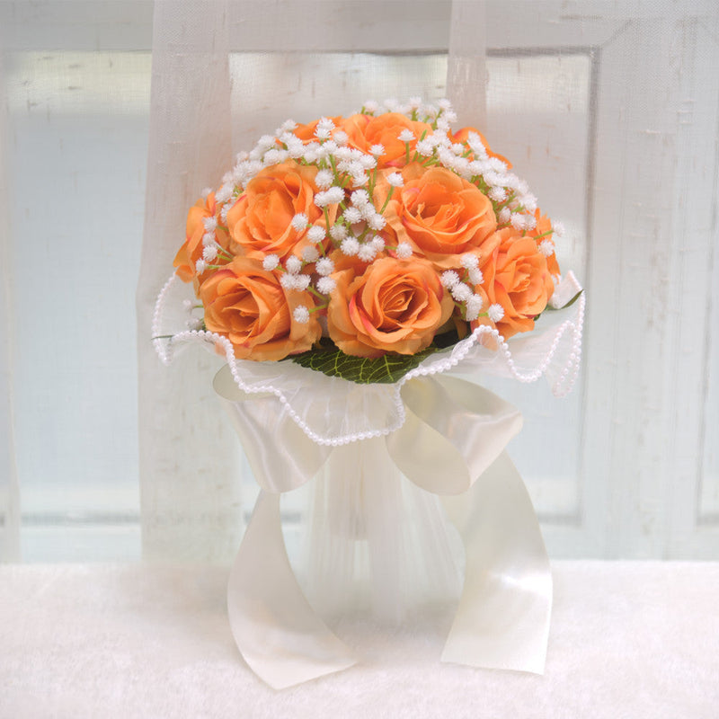 7.8 Inch Artificial Rose Toss Bouquet 10 Pcs Wedding Bridesmaid Flowers Bulk