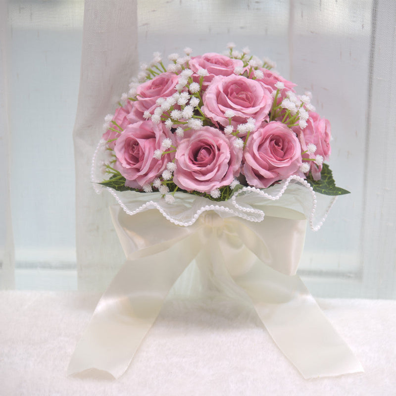 7.8 Inch Artificial Rose Toss Bouquet 10 Pcs Wedding Bridesmaid Flowers Bulk