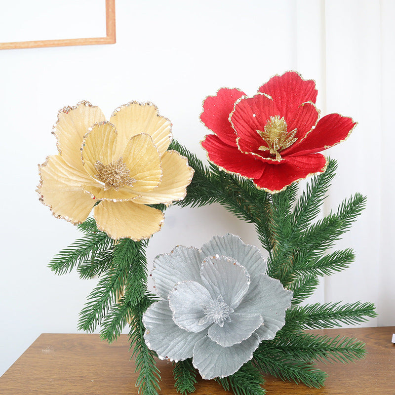 100 Pcs Large Artificial Christmas Poinsettia Flower Picks for DIY Wreath Holiday Wedding Decoration