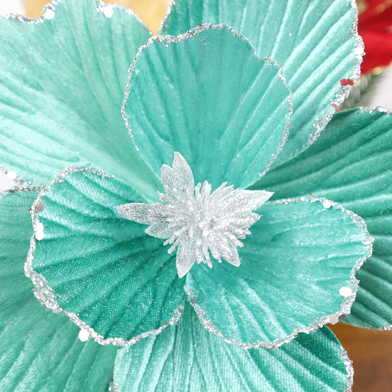 100 Pcs Large Artificial Christmas Poinsettia Flower Picks for DIY Wreath Holiday Wedding Decoration
