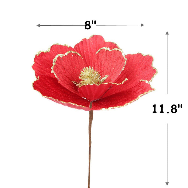 100 Pcs Large Artificial Christmas Poinsettia Flower Picks for DIY Wreath Holiday Wedding Decoration