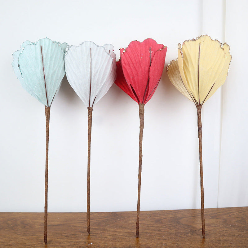 100 Pcs Large Artificial Christmas Poinsettia Flower Picks for DIY Wreath Holiday Wedding Decoration