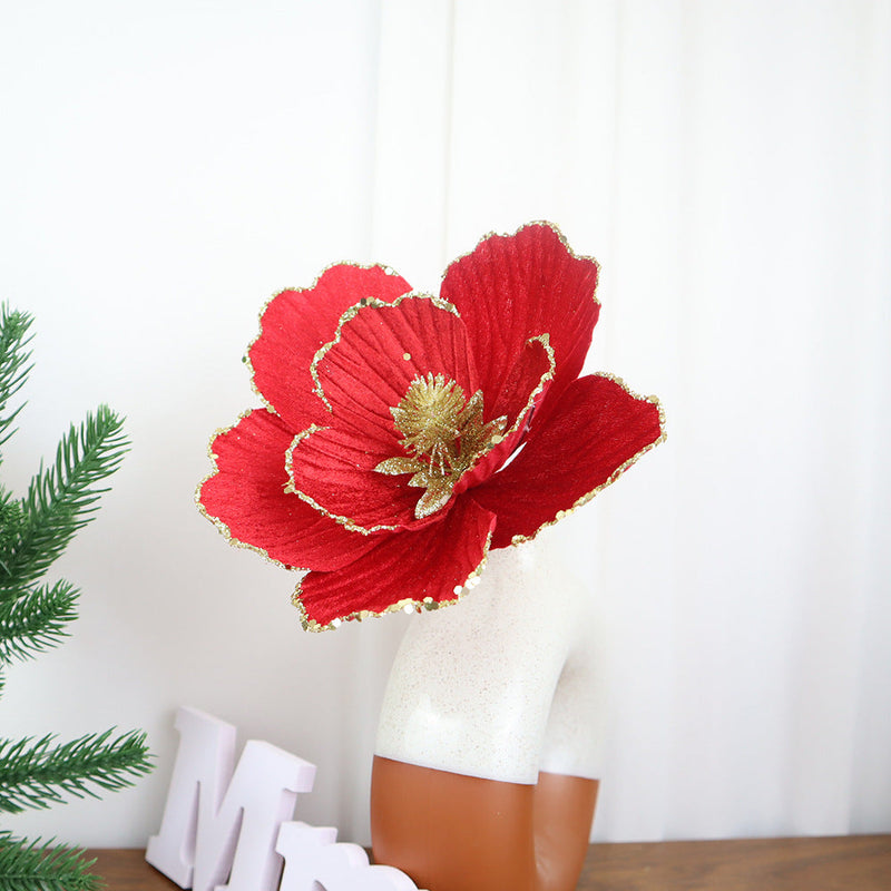 100 Pcs Large Artificial Christmas Poinsettia Flower Picks for DIY Wreath Holiday Wedding Decoration