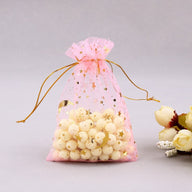 Bulk 100 Pcs Moon Star Organza Drawstring Gift Bags Jewelry Candy Favor Pouches for Weddings Valentine's Christmas Birthday Mother's Day Wholesale