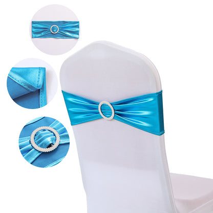Bulk 10 PCS Metallic Spandex Chair Sashes Glossy Bows Universal Elastic Chair Cover Bands with Buckle Slider for Wedding Banquet Party Decor Wholesale