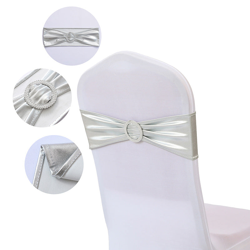 Bulk 10 PCS Metallic Spandex Chair Sashes Glossy Bows Universal Elastic Chair Cover Bands with Buckle Slider for Wedding Banquet Party Decor Wholesale