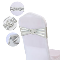 Bulk 10 PCS Metallic Spandex Chair Sashes Glossy Bows Universal Elastic Chair Cover Bands with Buckle Slider for Wedding Banquet Party Decor Wholesale