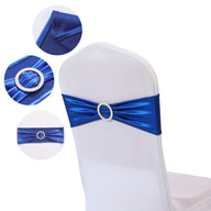 Bulk 10 PCS Metallic Spandex Chair Sashes Glossy Bows Universal Elastic Chair Cover Bands with Buckle Slider for Wedding Banquet Party Decor Wholesale
